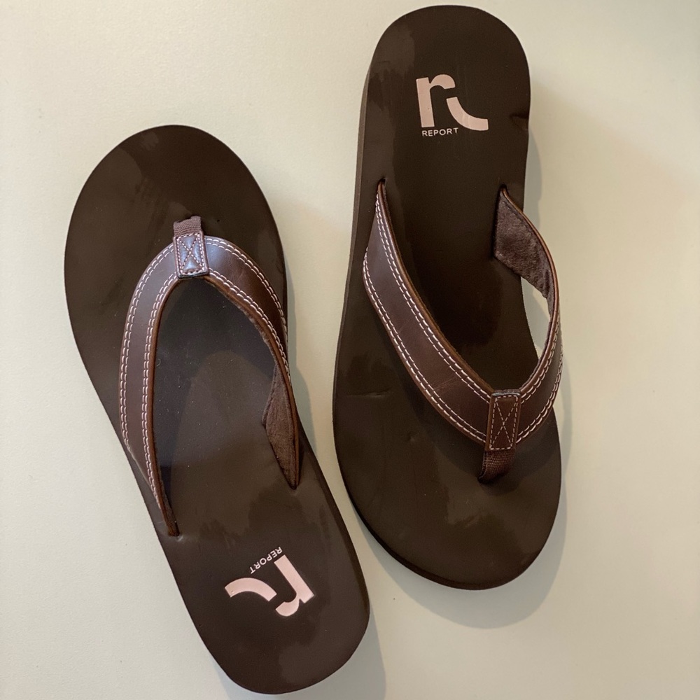 Brown Rubber Sponge Cushion Comfort Sandals - Picture 2 of 6